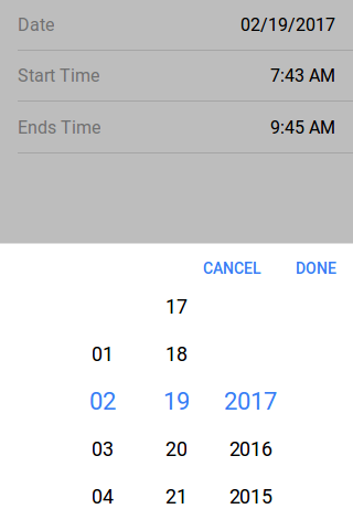 Ionic 2 Date Time Picker Example