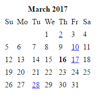 Codeigniter Calendaring Class library