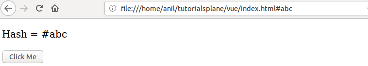 Vue.js get hash from URL Example